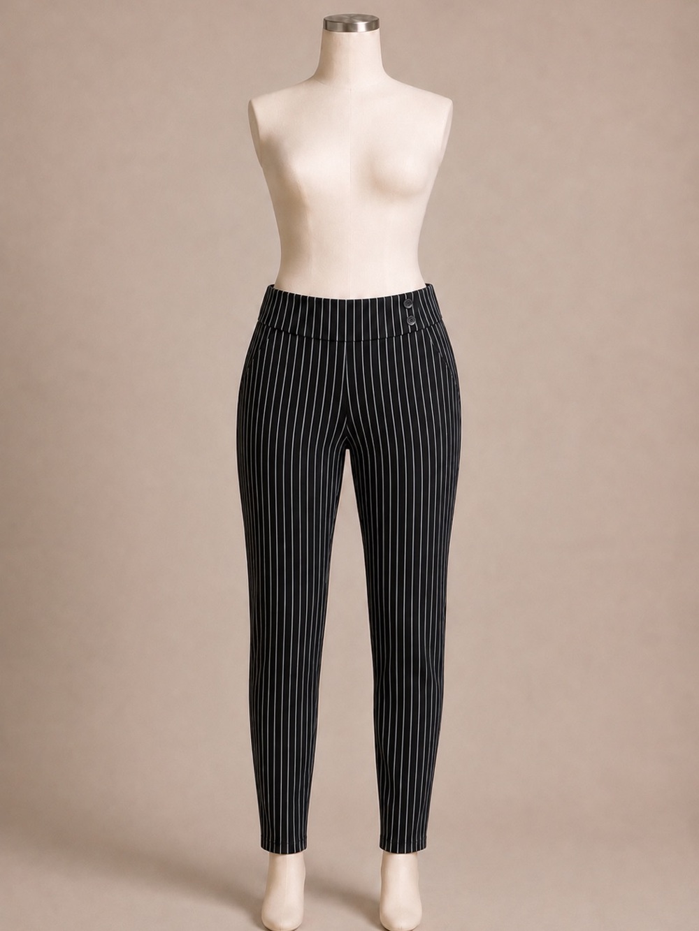 Pinstripe Conceited 2X Pointe Skinny Pants High Rise Skinny Stretch Career